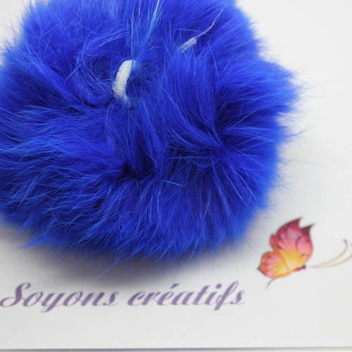 5 magnifiques pompons angora 8cm - bleu- sc00808232- couture - bijoux