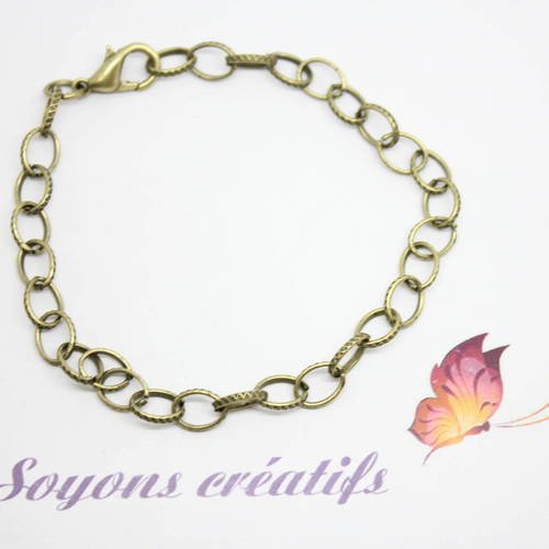 36 bracelets maille bronze fermoir mousqueton 20cm- créations bijoux- sc14249