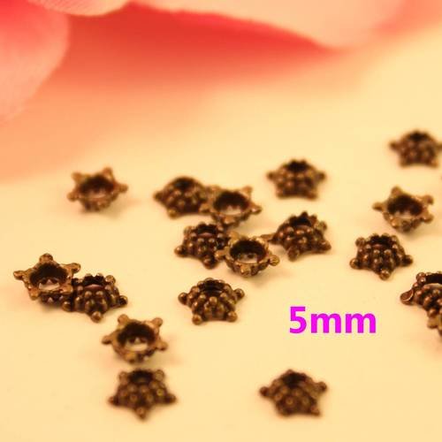 Lot de 1200 coupelles fleurs 5mm bronze pour perles