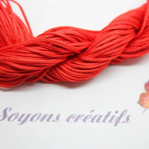 28 m de fil nylon tressé 1mm rouge- création bijoux 