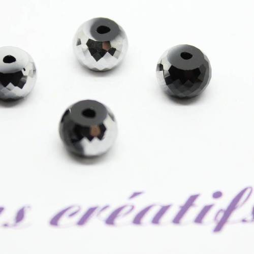 Lot 210 perles verre ronde 8mm a facettes noir- création bijoux -sc69952-