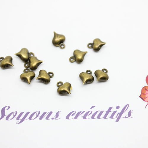 420 pendentifs charm coeur bronze 9x6mm -création bijoux- sc72249-
