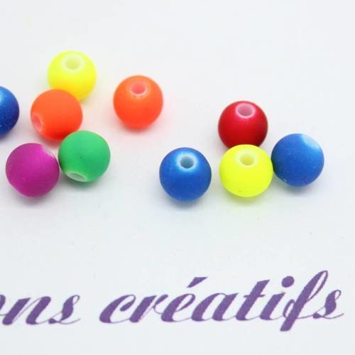 Lot 1500 perles acryliques couleur fluo 6mm couleur mixte -sc20893-