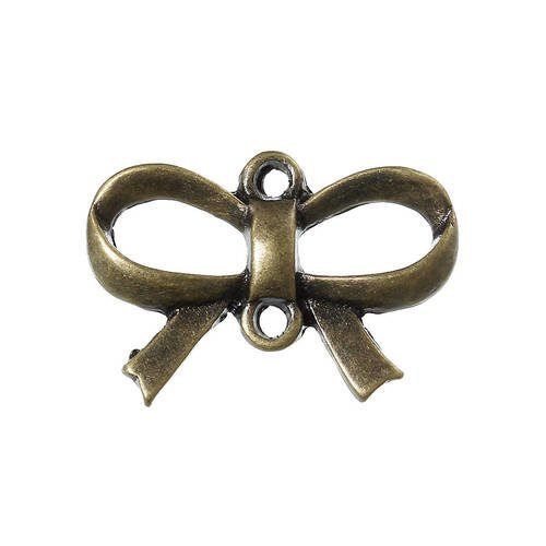 60 connecteurs pendentifs charm coeur noeud bronze 21x14mm -création bijoux- sc35827-