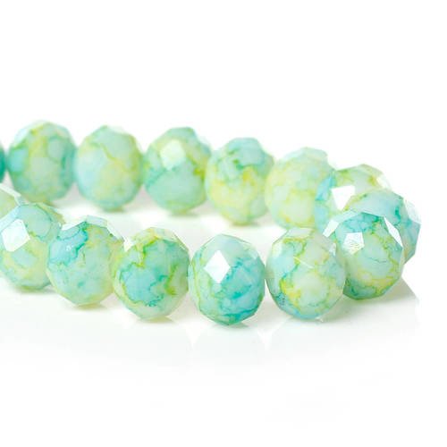 Lot 210 perles verre facette bleu jaune-sc58095- création bijoux-