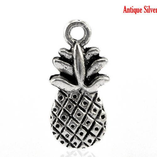 Lot 450 breloques ananas argenté vieilli 13x5mm - création bijoux -