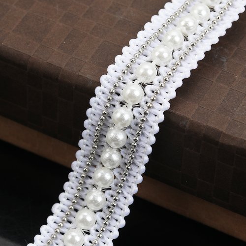 10m ruban dentelle perles blanc bijoux scrapbooking -sc0125329-