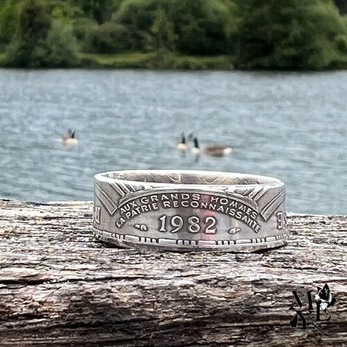 Bague argent pièce de monnaie "pantheon" 100 francs