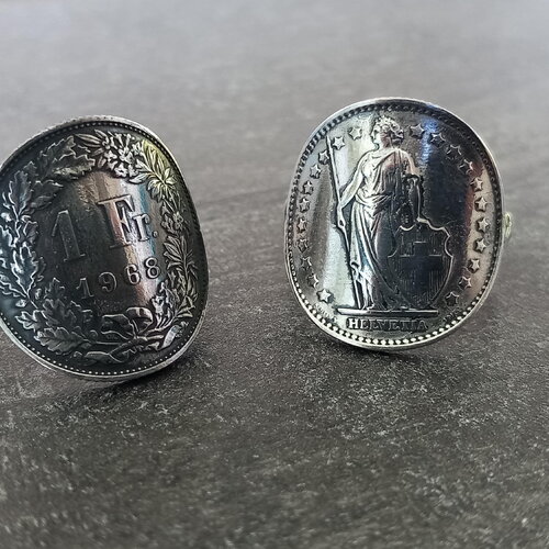 Bague pièce de monnaie 1 franc helvetia suisse