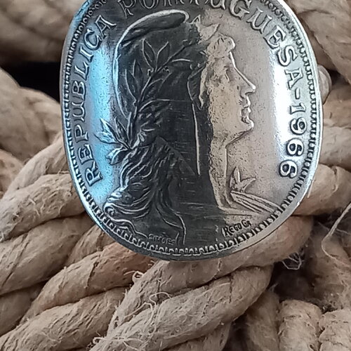 Bague pièce de monnaie 50 centavos portugal