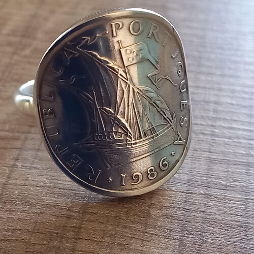 Bague pièce de monnaie 5 escudos portugal