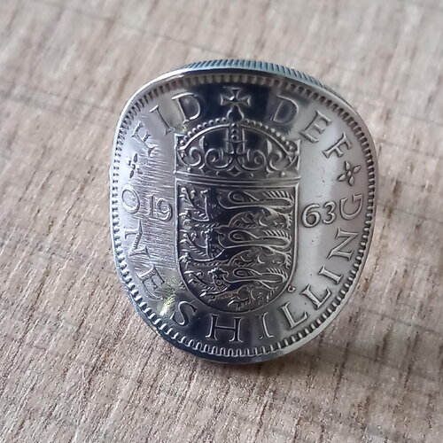 Bague pièce de monnaie one shilling angleterre