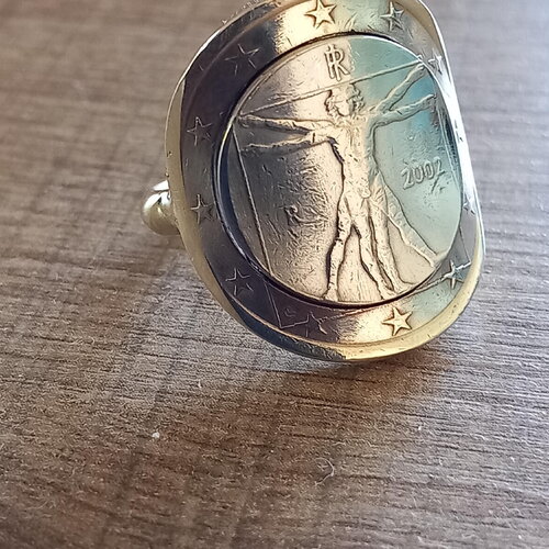 Bague 1 euro " l'homme de vitruve "
