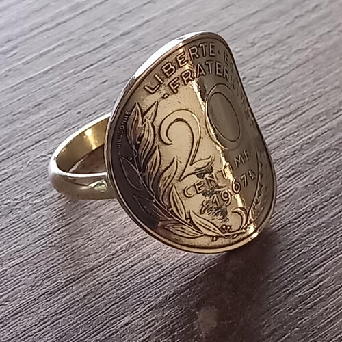 Bague pièce de monnaie 20 centimes " la marianne "