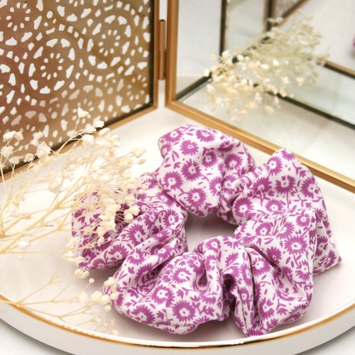 Chouchou fleuri / chouchou femme / scrunchie coton fait main