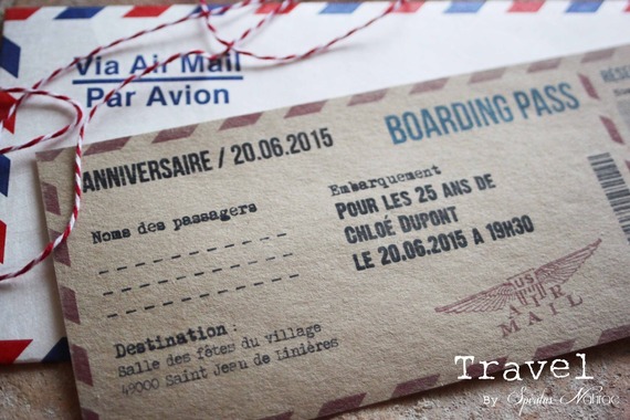 Invitation Faire Part Boarding Pass Anniversaire Theme Voyage Un Grand Marche