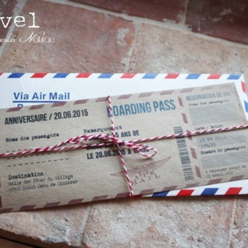 Invitation Faire Part Boarding Pass Anniversaire Theme Voyage Un Grand Marche