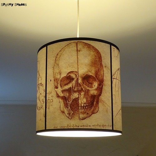 Abat-jour pour suspension tête de mort gothique léonard de vinci - crâne, lampe plafond, lampe à suspendre, anatomie, plafonnier