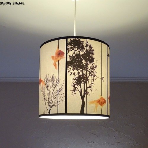 Abat-jour pour suspension design 30 cm fish carousel - lampe plafond, lampe à suspendre, plafonnier, bohème, poissons rouges, arbres