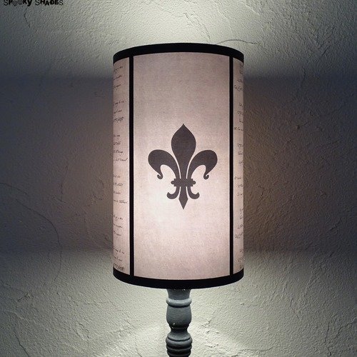 Abat jour gothique romantique pour lampe de table fleur de lys - fleur de lis, lampe de chevet, luminaires, abat jour beige