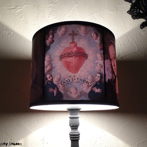 Abat jour sacré coeur pour lampe à poser asylum - diamètre 25 cm - décoration religieuse, renaissance, peinture