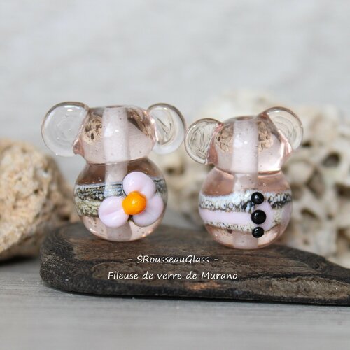 2 perles figurine de verre filées au chalumeau - perles filées à la flamme en verre de murano - handmade lampwork