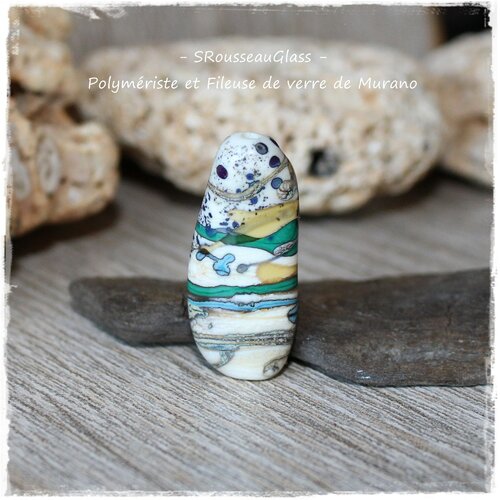 Perle de verre filée au chalumeau - maxi perle filée à la flamme en verre murano - abstrait - handmade lampwork