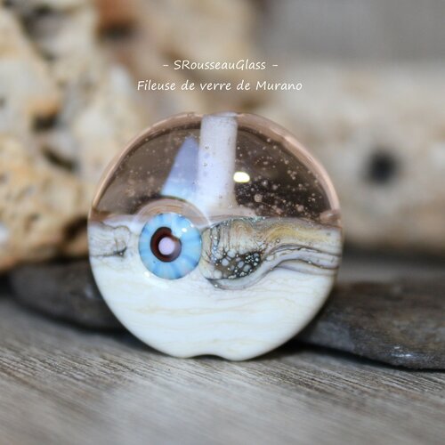 Perle focale de verre filées au chalumeau -  perle filée à la flamme en verre de murano - - handmade lampwork