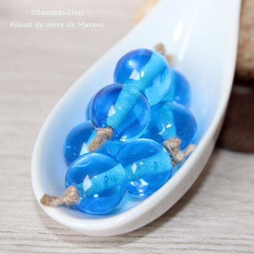 Perle de verre filée au chalumeau -  2 perles filées à la flamme en verre de murano - duo - handmade lampwork