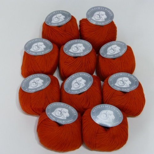 10 pelotes de laine fifty orange foncée