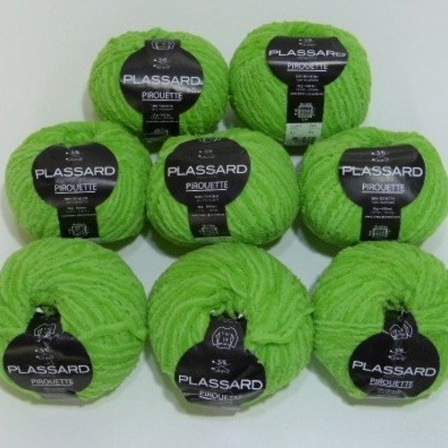 8 pelotes de laine plassard pirouette coloris 02 vert