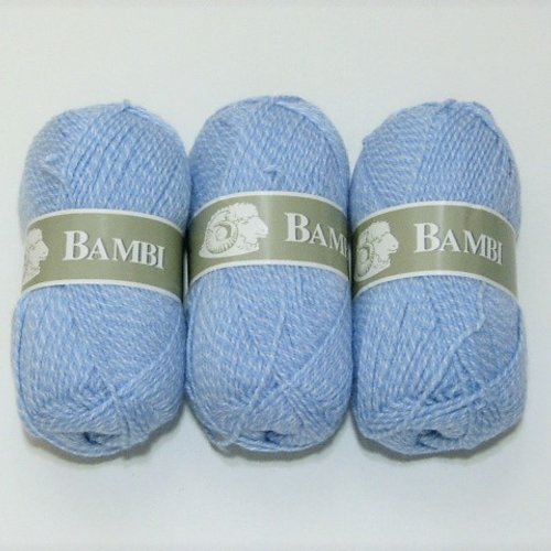 3 pelotes de laine ciel & blanc textiles de la marque bambi 