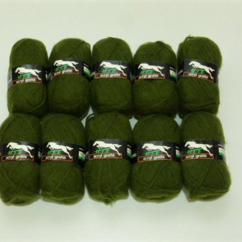 Lot de 4 pelotes de laine - Vert kaki - Mercerie Little Fabrics