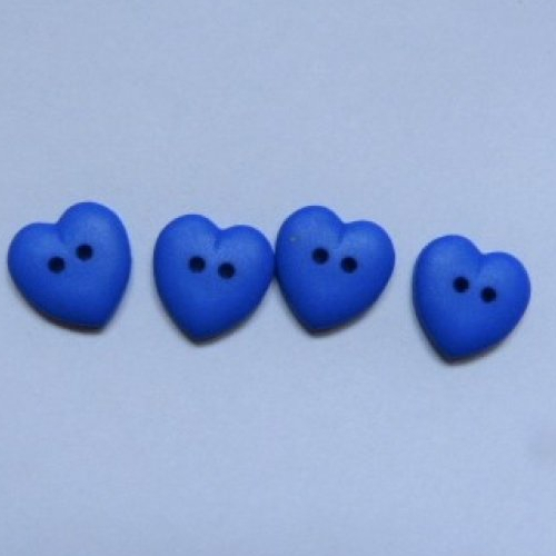 4 boutons coeur bleu 15 mm