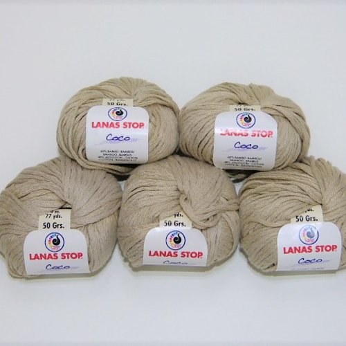 5 pelotes de laine lanas stop coco beige