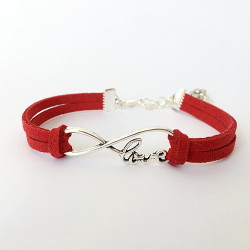 Bracelet infinite rouge love bracelet infini bijoux unisexe cadeau de saint valentin