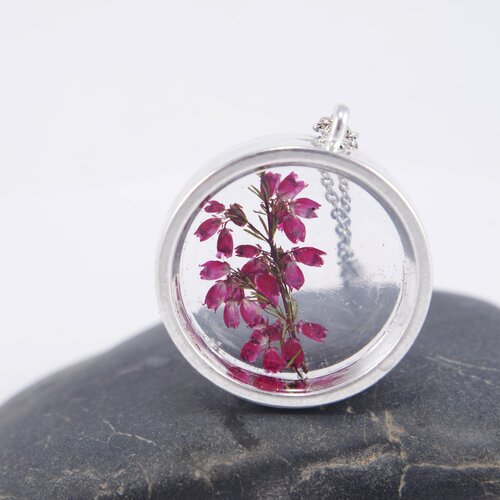 Vraie fleur fleurs séchées fleur dans de la résine eco collier eco bijou fleur rose collier terrarium