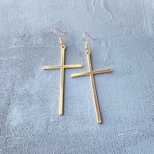 Grandes boucles d'oreilles croix jésus christ christianisme religion bijoux grands bijoux croix cool