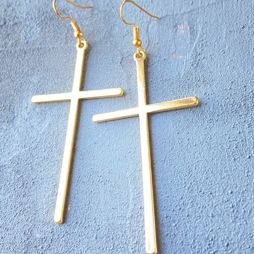 Boucles D’oreilles Croix En Acier Inoxydable – Pendentif Noir, Pour Femme Et Homme, Style Moderne