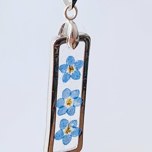 Myosotis collier de fleurs, collier de fleurs pressées, bijoux de fleurs bleues, cadeaux de noël pour mères