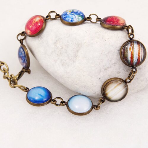 Bracelet système solaire bracelet espace système solaire bijoux nébuleuse planète vénus bracelet espace bijoux cadeau pour elle cosmique