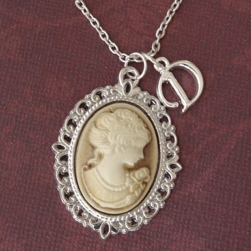 Collier camée personnalisé bijoux pour femme avec des initiales  collier cadeau de noël collier gothique collier argenté collier antique
