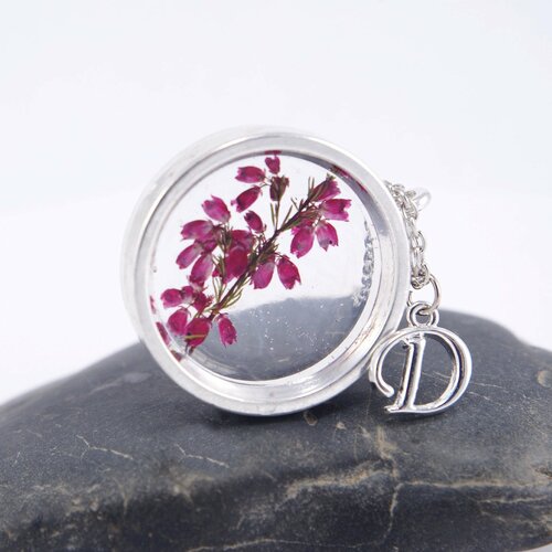 Collier avec des initiales collier avec de vraies fleurs collier personnalisé collier botanique collier cadeau collier avec des fleurs 