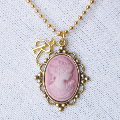 Collier camée personnalisé bijoux avec initiales pour femme collier cadeau de noël collier gothique collier doré collier romantique
