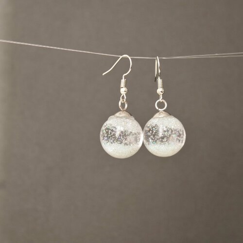 Boucles d'oreilles globe de neige globe de verre flying snowflakes hiver bijoux cadeau de noël pour les femmes