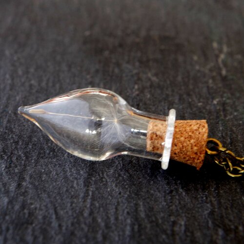Collier avec des graines de pissenlit pendentif avec un pissenlit collier nature bouteille en verre collier botanique cadeau pour femme