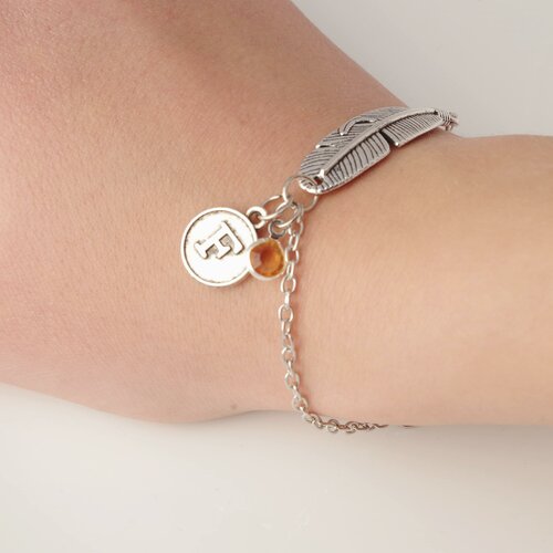Bracelet feuille cadeau personnalisé bracelet avec des initiales bijoux feuille cadeau de noël pour femme cadeau d'anniversaire pour maman