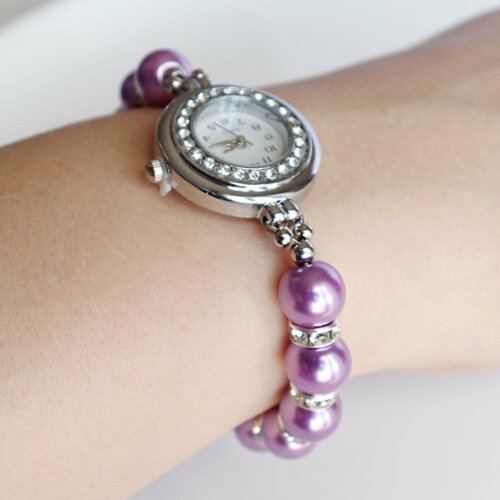 Montre bracelet montre avec des perles perles champagne montre pour femme montre pour le mariage