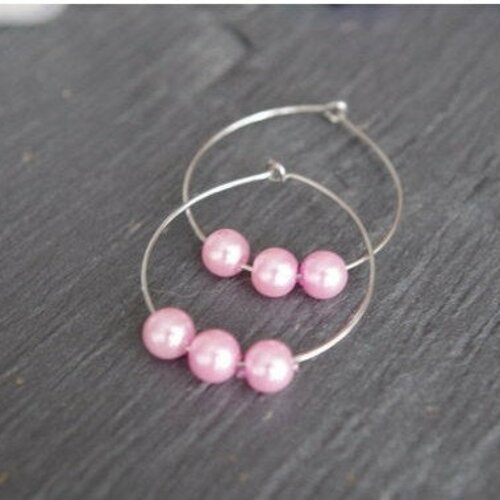 Boucles d'oreilles en forme de larme  perle rose grandes boucles d'oreilles hoop perlé bijoux cadeau de fête des mères pour les femmes
