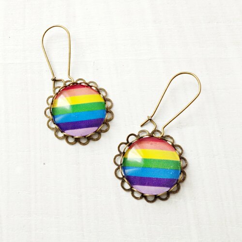 Boucles d'oreilles rayures arc-en-ciel  gay pride bijoux lesbiens cadeau pour boucles d'oreilles arc-en-ciel gay bijoux lgbt gay pride flag 